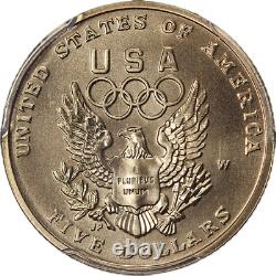 Médaille commémorative en or de 5 $ des Jeux Olympiques de 1992 PCGS MS70