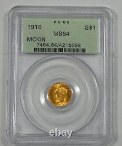 Mémorial McKinley de 1916 $1 en or commémoratif PCGS MS 64 Ancien support vert