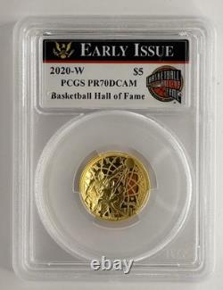 Monnaie américaine 5 $ Hall of Fame de basketball. Pièce d'or de 24187 oz 900 fin (PR70DCAM)