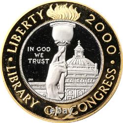 Monnaie commémorative bimetallique de 10 $ en épreuve de la Bibliothèque du Congrès 2000-W avec OGP et COA