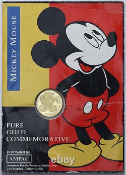 Monnaie commémorative en or 1/25 oz. 9999 Vintage Liberty Mint Disney Mickey Mouse