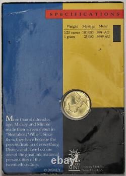 Monnaie commémorative en or 1/25 oz. 9999 Vintage Liberty Mint Disney Mickey Mouse