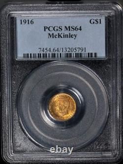 Monnaie commémorative en or de 1 $ McKinley 1916 PCGS MS64 Grand attrait visuel Forte frappe