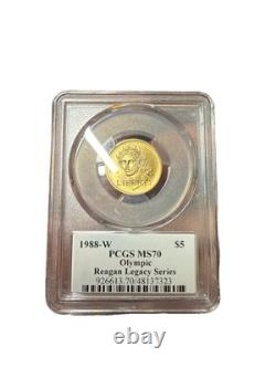 Monnaie commémorative en or de 5 $ des Jeux Olympiques de 1988, PCGS MS70. Série Olympique Reagan