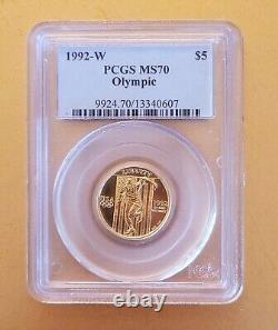 Monnaie commémorative en or de 5 $ des Jeux Olympiques de 1992 - PCGS MS70
