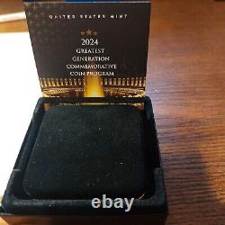 Monnaie en Or UNC de 5 $ de 2024 commémorant la Plus Grande Génération de l'Amérique avec Coffret et Certificat d'Authenticité