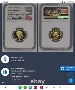 Monnaie en Or de 5 $ des JO de 1988 NGC POP 1 Signée par Mike Castle PF 70 Ultra Cameo