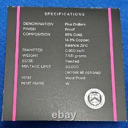 Monnaie en or commémorative de 5 $ pour la sensibilisation au cancer du sein 2018