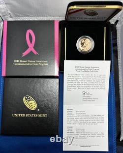 Monnaie en or commémorative de 5 $ pour la sensibilisation au cancer du sein 2018