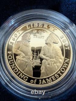 Monnaie en or de 5 $ commémorative en preuve du 400e anniversaire de Jamestown 2007-W OGP COA