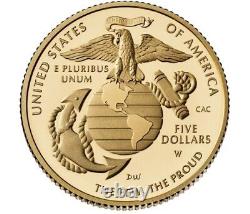 Monnaie en or de 5 $ de la preuve du 250e anniversaire du Corps des Marines des États-Unis 2025-W