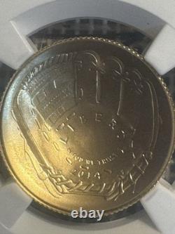 Monnaie en or de 5 $ de la promotion de 2014 de West Point, Hall of Fame du baseball. Notée Bu NGC MS70 #2