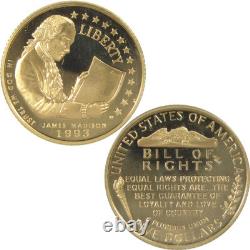 Monnaie en or de choix de preuve de 5 $ commémorative de la Déclaration des droits de 1993