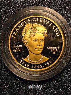 Monnaie en or de preuve de 1/2 oz du premier conjoint 2012 Frances Cleveland (2ème mandat) avec certificat d'authenticité