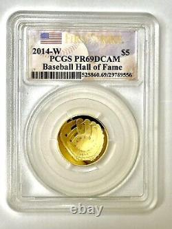 Monnaie en or proof de 5 dollars du Baseball Hall of Fame 2014 des États-Unis, certifiée PCGS PR69-DCAM