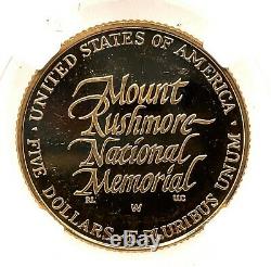 Ngc Pf 64 Ultra Cameo 1991-w Us Gold $5 Mount Rushmore Pièce De Preuve Commémorative