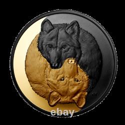 Nouveau Canada 20 $ En Argent De Monnaie Rhodium Et Plaqué Or 1 Oz Grey Wolf, 2021