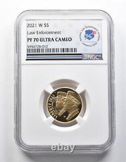 PF70 UCAM 2021-W 5 $ Loi sur l'or commémorative de l'application de la loi NGC 2051