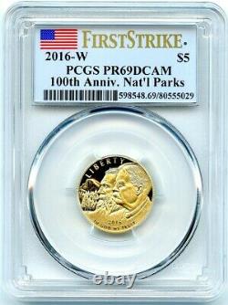Parcs Nationaux 2016-w $5 Gold Pcgs Pr-69 Dcam Première Grève, Monster Flashy Coin
