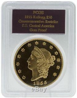 Pcgs 1855 Kellogg 50 $ Preuve Commémorative Gem Rallumage S. S. Amérique Centrale Coin