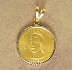 Pendentif commémoratif Dolly Madison en pièce de 10 $ pour le premier conjoint en or jaune 14k FN