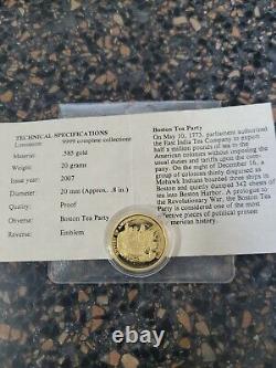 Pièce D'épreuve D'or 2007 3,1 Grammes. 585 Gold 14k Boston Tea Party American Mint