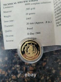 Pièce D'épreuve D'or 2007 3,1 Grammes. 585 Gold 14k J-day Landing American Mint