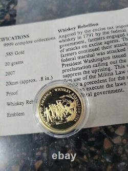 Pièce D'épreuve D'or 2007 3,1 Grammes. 585 Gold 14k Whiskey Rebellion American Mint