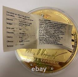 Pièce commémorative John F. Kennedy plaquée en or 24K avec certificat d'authenticité