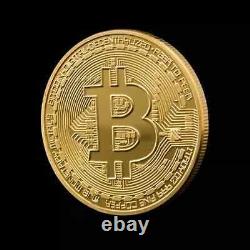 Pièce commémorative en Bitcoin physique plaquée or collection collectible NOUVEAU