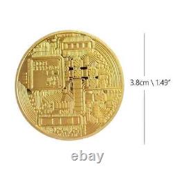 Pièce commémorative en Bitcoin physique plaquée or collection collectible NOUVEAU