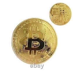 Pièce commémorative en Bitcoin physique plaquée or collection collectible NOUVEAU