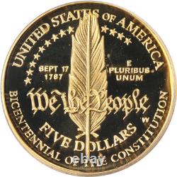 Pièce commémorative en or Constitution 1987-W 5 $ ICG PR70 DCAM
