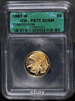 Pièce commémorative en or Constitution 1987-W 5 $ ICG PR70 DCAM