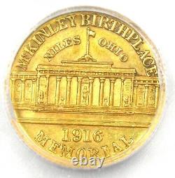 Pièce commémorative en or de 1 dollar McKinley de 1916 certifiée ICG AU53 Détails