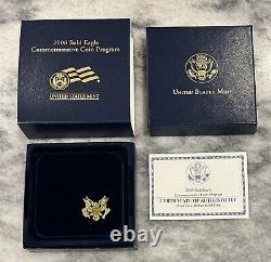Pièce commémorative en or de 5 $ Bald Eagle 2008-W Proof avec boîte, OGP et COA GEM