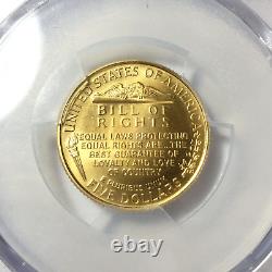 Pièce commémorative en or de 5 $ Madison Bill of Rights de 1993-W, MS70 PCGS avec étiquette Reagan.