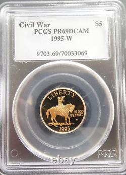 Pièce commémorative en or de 5 $ de 1995 sur la Guerre civile PCGS PR69 DCAM