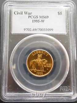 Pièce commémorative en or de 5 $ de 1995 sur la guerre civile, PCGS MS69