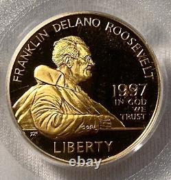 Pièce commémorative en or de 5 $ de 1997 W FDR Franklin Roosevelt PCGS PR69 DCAM