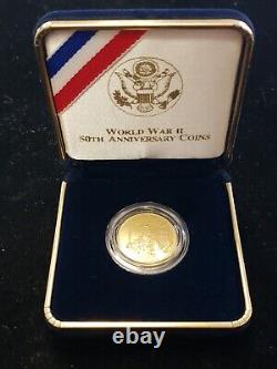 Pièce commémorative en or de 5 $ de la Seconde Guerre mondiale, preuve de 1991 à 1995, avec boîte et certificat d'authenticité. Regardez, frais de livraison gratuits.