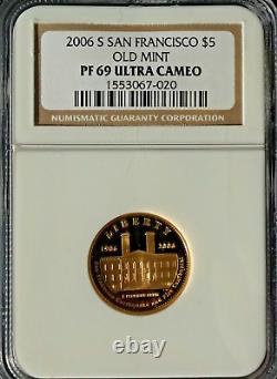 Pièce commémorative en or de 5 dollars de 2006 S de la Monnaie Ancienne de San Francisco NGC PF 69 Ultra Cameo.