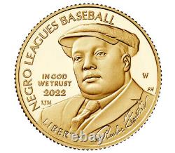 Pièce commémorative en or de 5 dollars de la Ligue des Noirs de Baseball de 2022 avec boîte et certificat de garantie