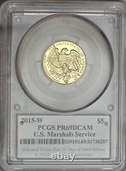 Pièce commémorative en or du Service des marshals des États-Unis de 2015-W, PCGS PR69DC, 1ère Rue.