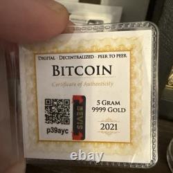 Pièce d'or 2021, 5 grammes d'or pur. 999 or solide, pièce commémorative Bitcoin en or.