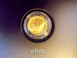 Pièce d'or centenaire de 2016-W Mercury Dime US avec emballage d'origine de la Monnaie