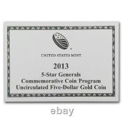 Pièce d'or commémorative UNCIRCULATED de 2013 des généraux cinq étoiles dans son emballage d'origine avec un certificat d'authenticité (5G2)