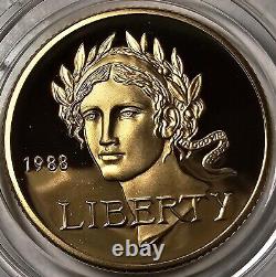Pièce d'or commémorative de 5 dollars de preuve DCAM des Jeux olympiques de Séoul 1988 W Liberty dans une capsule