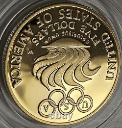 Pièce d'or commémorative de 5 dollars de preuve DCAM des Jeux olympiques de Séoul 1988 W Liberty dans une capsule
