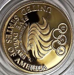Pièce d'or commémorative de 5 dollars de preuve DCAM des Jeux olympiques de Séoul 1988 W Liberty dans une capsule